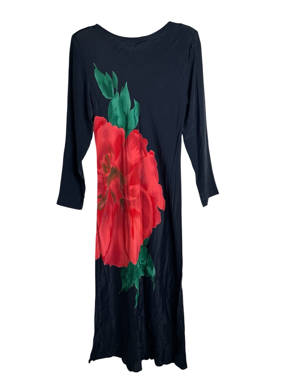 Vintage 90’s Jeffrey & Dara Petite Black Rose Graphic Print Maxi Dress Size 8